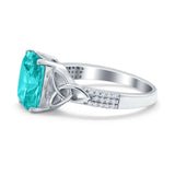 Emerald Cut Celtic Engagement Ring Simulated Cubic Zirconia 925 Sterling Silver