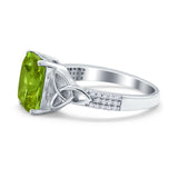 Emerald Cut Celtic Engagement Ring Simulated Cubic Zirconia 925 Sterling Silver