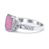 Emerald Cut Celtic Engagement Ring Simulated Cubic Zirconia 925 Sterling Silver