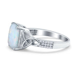 Emerald Cut Celtic Engagement Ring Simulated Cubic Zirconia 925 Sterling Silver