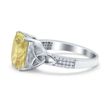 Emerald Cut Celtic Engagement Ring Simulated Cubic Zirconia 925 Sterling Silver