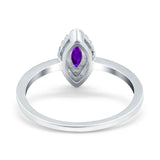 Halo Marquise Engagement Ring Simulated Cubic Zirconia 925 Sterling Silver