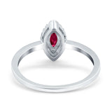 Halo Marquise Engagement Ring Simulated Cubic Zirconia 925 Sterling Silver