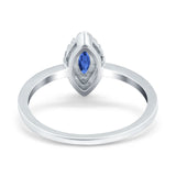 Halo Marquise Engagement Ring Simulated Cubic Zirconia 925 Sterling Silver