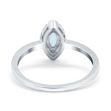 Halo Marquise Engagement Ring Simulated Cubic Zirconia 925 Sterling Silver