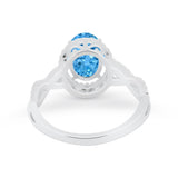 Art Deco Twisted Shank Wedding Ring Oval Round Cubic Zirconia 925 Sterling Silver