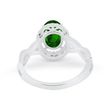 Art Deco Twisted Shank Wedding Ring Oval Round Cubic Zirconia 925 Sterling Silver