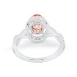 Art Deco Twisted Shank Wedding Ring Oval Round Cubic Zirconia 925 Sterling Silver