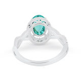 Art Deco Twisted Shank Wedding Ring Oval Round Cubic Zirconia 925 Sterling Silver