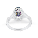 Art Deco Twisted Shank Wedding Ring Oval Round Cubic Zirconia 925 Sterling Silver