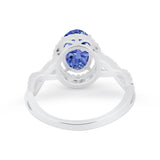 Art Deco Twisted Shank Wedding Ring Oval Round Cubic Zirconia 925 Sterling Silver