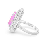 Teardrop Cocktail Ring Pear Round Cubic Zirconia 925 Sterling Silver