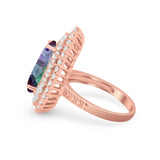 Teardrop Cocktail Ring Pear Round Cubic Zirconia 925 Sterling Silver