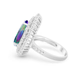 Teardrop Cocktail Ring Pear Round Cubic Zirconia 925 Sterling Silver