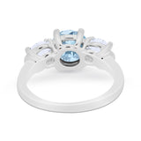 Three Stone Vintage Style Wedding Engagement Ring 3 Stone Cubic Zirconia 925 Sterling Silver