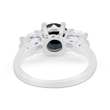 Three Stone Vintage Style Wedding Engagement Ring 3 Stone Cubic Zirconia 925 Sterling Silver