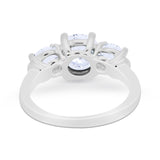 Three Stone Vintage Style Wedding Engagement Ring 3 Stone Cubic Zirconia 925 Sterling Silver
