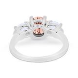 Three Stone Vintage Style Wedding Engagement Ring 3 Stone Cubic Zirconia 925 Sterling Silver