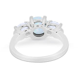 Three Stone Vintage Style Wedding Engagement Ring 3 Stone Cubic Zirconia 925 Sterling Silver