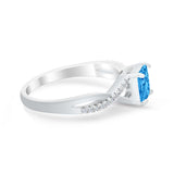 Princess Cut Wedding Ring Round Simulated Cubic Zirconia 925 Sterling Silver