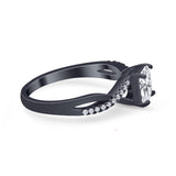Princess Cut Wedding Ring Round Simulated Cubic Zirconia 925 Sterling Silver