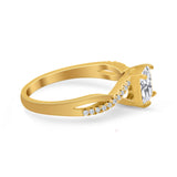 Princess Cut Wedding Ring Round Simulated Cubic Zirconia 925 Sterling Silver