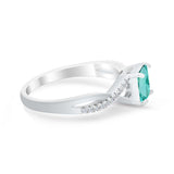 Princess Cut Wedding Ring Round Simulated Cubic Zirconia 925 Sterling Silver