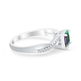 Princess Cut Wedding Ring Round Simulated Cubic Zirconia 925 Sterling Silver