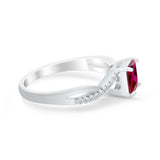 Princess Cut Wedding Ring Round Simulated Cubic Zirconia 925 Sterling Silver