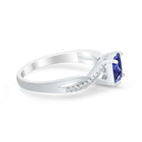 Princess Cut Wedding Ring Round Simulated Cubic Zirconia 925 Sterling Silver