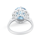 Large Stone Cocktail Ring Art Deco Simulated Cubic Zirconia 925 Sterling Silver