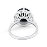 Large Stone Cocktail Ring Art Deco Simulated Cubic Zirconia 925 Sterling Silver