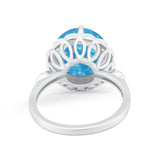Large Stone Cocktail Ring Art Deco Simulated Cubic Zirconia 925 Sterling Silver
