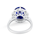 Large Stone Cocktail Ring Art Deco Simulated Cubic Zirconia 925 Sterling Silver