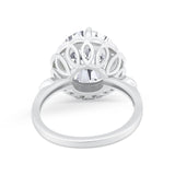 Large Stone Cocktail Ring Art Deco Simulated Cubic Zirconia 925 Sterling Silver
