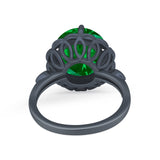 Large Stone Cocktail Ring Art Deco Simulated Cubic Zirconia 925 Sterling Silver