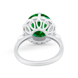 Large Stone Cocktail Ring Art Deco Simulated Cubic Zirconia 925 Sterling Silver