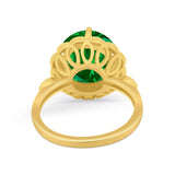 Large Stone Cocktail Ring Art Deco Simulated Cubic Zirconia 925 Sterling Silver