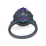 Large Stone Cocktail Ring Art Deco Simulated Cubic Zirconia 925 Sterling Silver