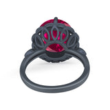 Large Stone Cocktail Ring Art Deco Simulated Cubic Zirconia 925 Sterling Silver
