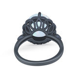 Large Stone Cocktail Ring Art Deco Simulated Cubic Zirconia 925 Sterling Silver