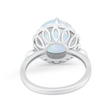 Large Stone Cocktail Ring Art Deco Simulated Cubic Zirconia 925 Sterling Silver