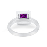 Halo Princess Cut Wedding Ring Simulated Cubic Zirconia 925 Sterling Silver