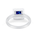 Halo Princess Cut Wedding Ring Simulated Cubic Zirconia 925 Sterling Silver