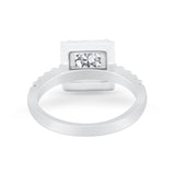Halo Princess Cut Wedding Ring Simulated Cubic Zirconia 925 Sterling Silver