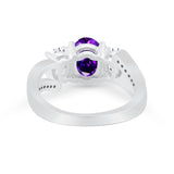 3 Stone Oval Wedding Ring Simulated Cubic Zirconia 925 Sterling Silver