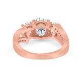 3 Stone Oval Wedding Ring Simulated Cubic Zirconia 925 Sterling Silver