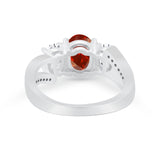 3 Stone Oval Wedding Ring Simulated Cubic Zirconia 925 Sterling Silver