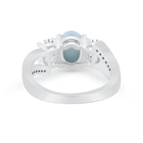 3 Stone Oval Wedding Ring Simulated Cubic Zirconia 925 Sterling Silver