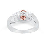 3 Stone Oval Wedding Ring Simulated Cubic Zirconia 925 Sterling Silver